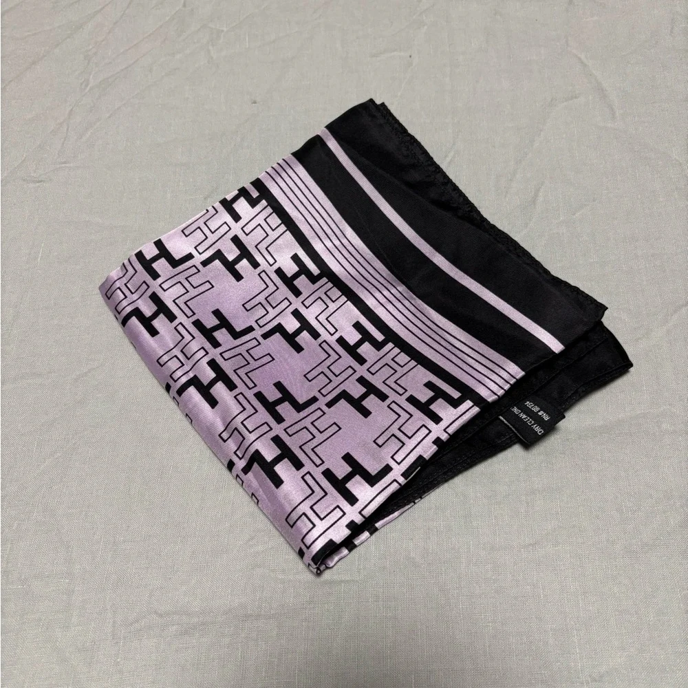 HERVE LEGER Limited Edition  100% Silk Scarf Lilac & Black